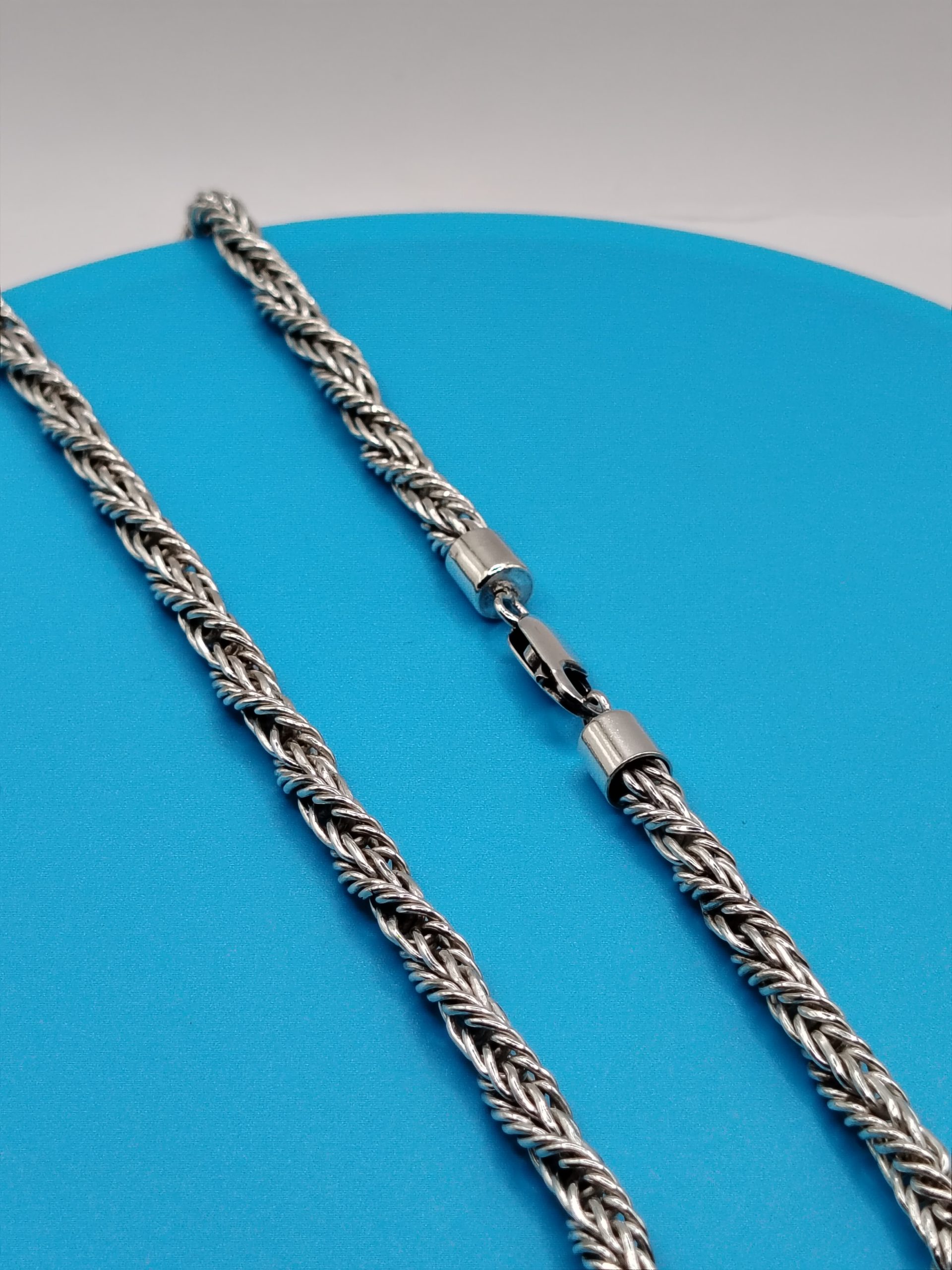 Twisted Foxtail Solid Necklace 925 Silver 5x5 mm