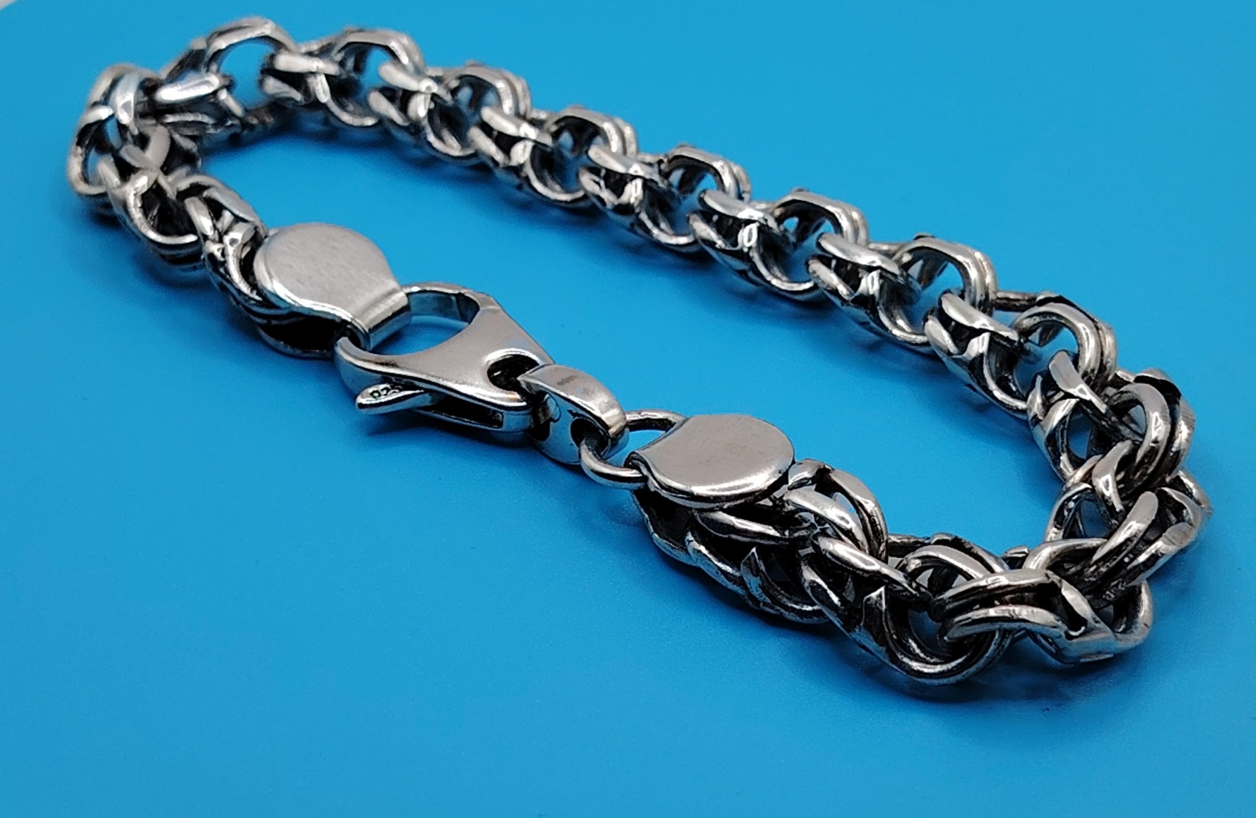 925 Sterling Silver Bracelet Solid 10 mm