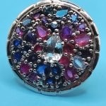 925 Sterling Silver Sapphire & Ruby Ring