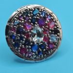 925 Sterling Silver Sapphire & Ruby Ring - Image 4