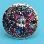 925 Sterling Silver Sapphire & Ruby Ring - Image 2