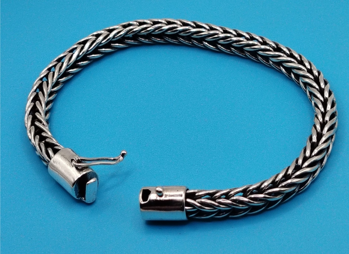 Bali Woven Bracelet  6x6 mm Lock Clasp Sterling Silver