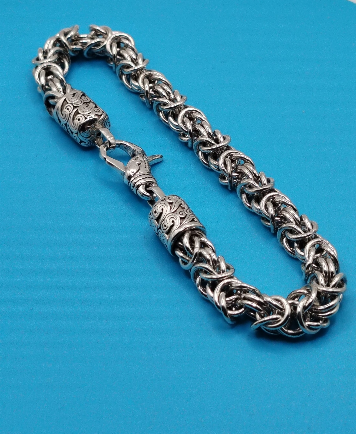 Byzantine Bracelet – 7x7 mm 925 Sterling Silver