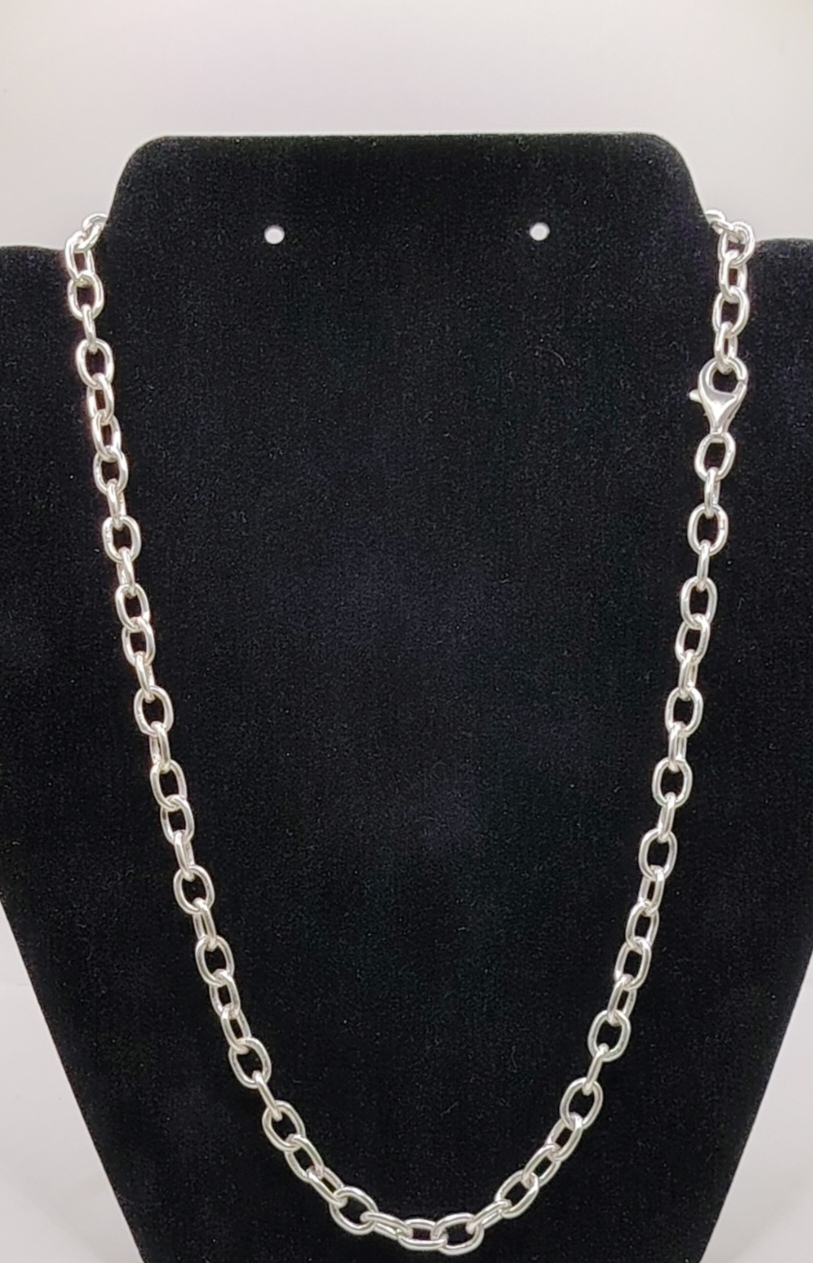 Solid Oval Chain 925 Sterling Silver 6 mm